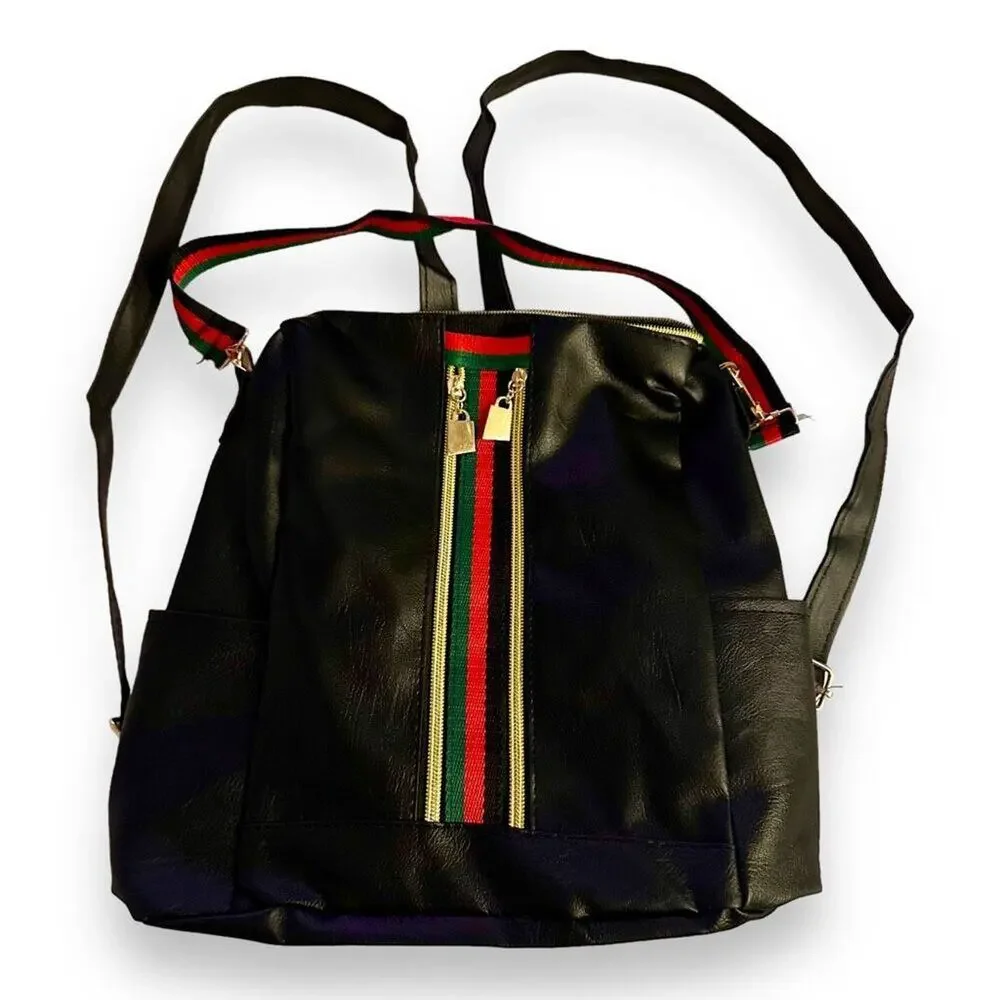 Luxury Zippered Pockets Mini Backpack Unisex OS - Preppy Streetwear Skater NWT - Picture 1 of 8